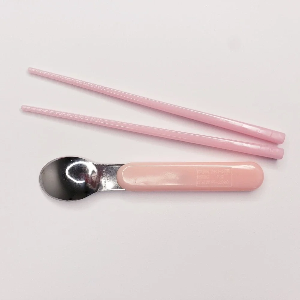 JAPAN Sanrio Hello Kitty Hearts Spoon Chopsticks Box Case Bento Lunch Set 1998